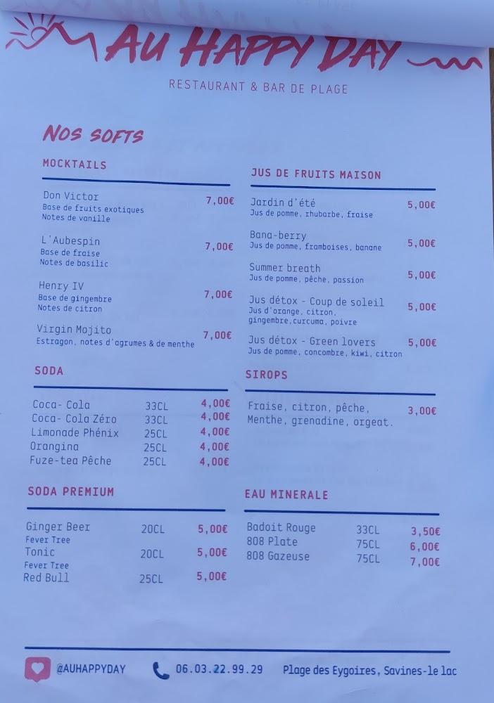 Au Happy Day - Menu Image 2